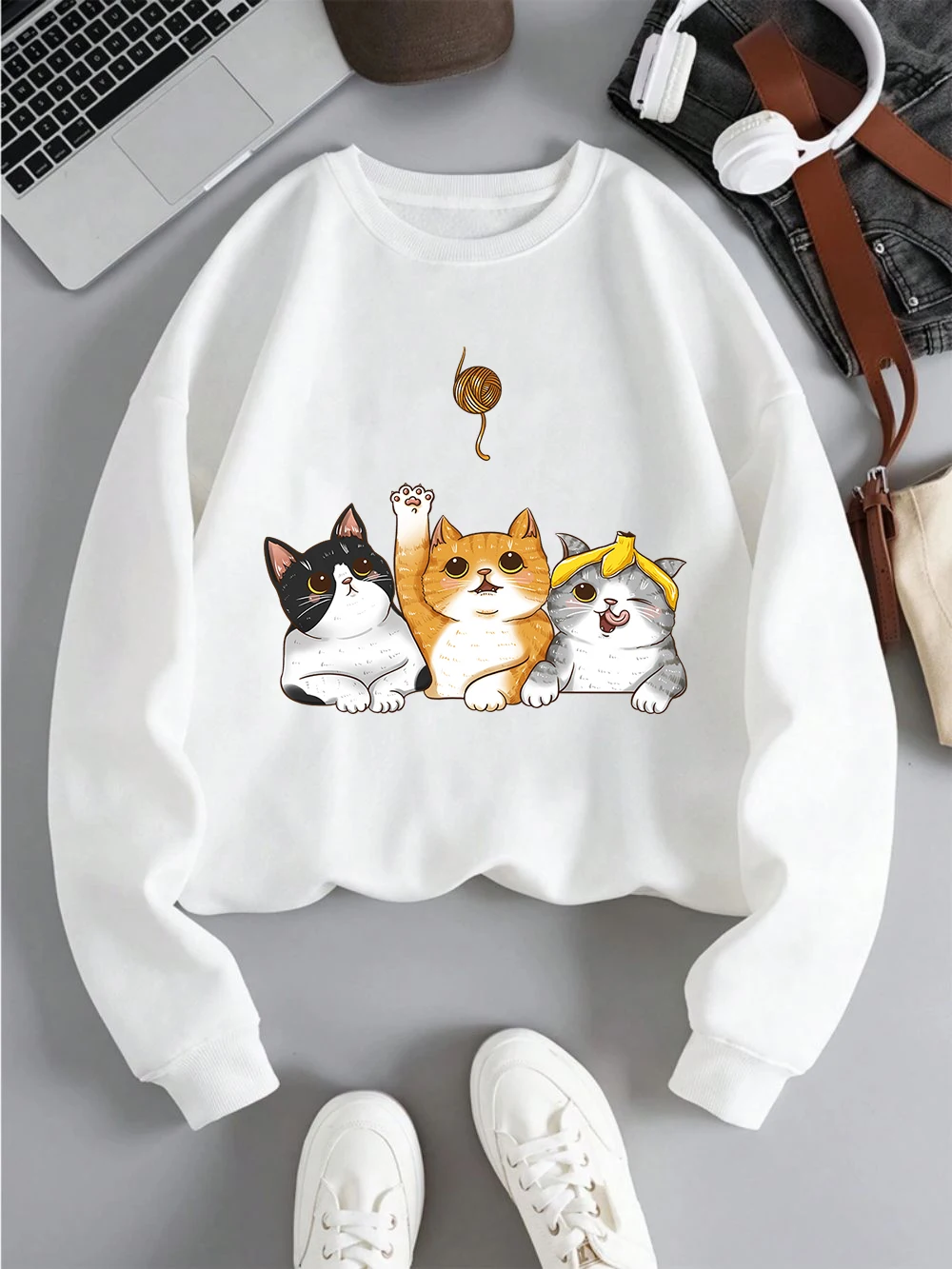 Модная женская толстовка с капюшоном Kawaii, толстовка с принтом кошек, дышащая свободная теплая пуловер с круглым вырезом, осенне-зимняя уличная одежда
Модная женская толстовка с капюшоном Kawaii, толстовка с принтом кошек, дышащая свободная теплая пуловер с круглым вырезом, осенне-зимняя уличная одежда