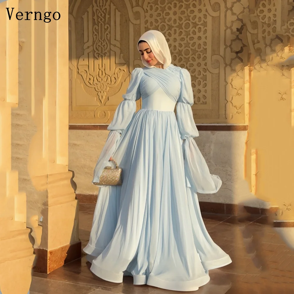 Verngo Light Blue Chiffon Evening Dress High Neck Full Sleeves A Line Formal Occasion Dresses Elegant Prom Gown Customized
Verngo Light Blue Chiffon Evening Dress High Neck Full Sleeves A Line Formal Occasion Dresses Elegant Prom Gown Customized