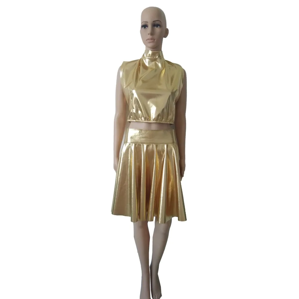 Women shiny metallicTurtleneck Sleeveless Tank Tops Mini Skirts Turtleneck Top Sexy Skirt 2Pcs Set
Women shiny metallicTurtleneck Sleeveless Tank Tops Mini Skirts Turtleneck Top Sexy Skirt 2Pcs Set