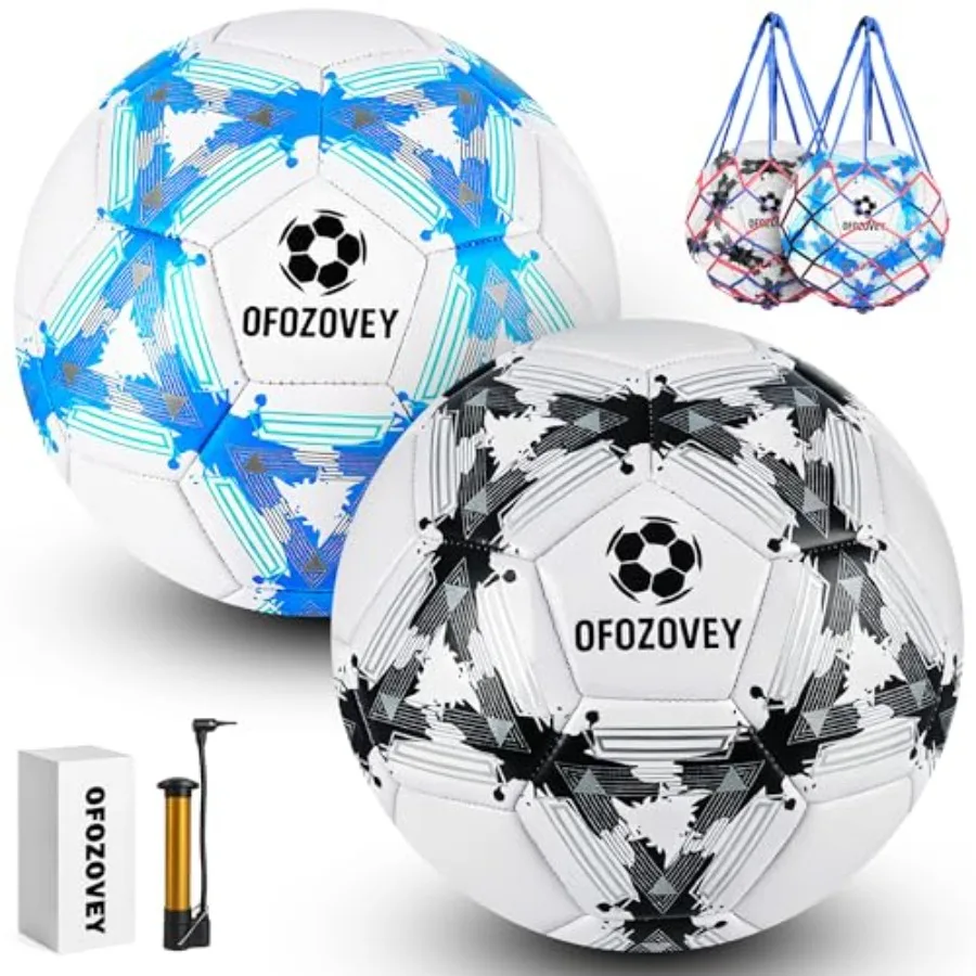 Soccer Ball Size 3, 4, 5 Two Pack, Classic Indoor Outdoor Soccer with 1 Pump 2 Net Bag and 2 Needle, Long-Lasting for Training,
Soccer Ball Size 3, 4, 5 Two Pack, Classic Indoor Outdoor Soccer with 1 Pump 2 Net Bag and 2 Needle, Long-Lasting for Training,