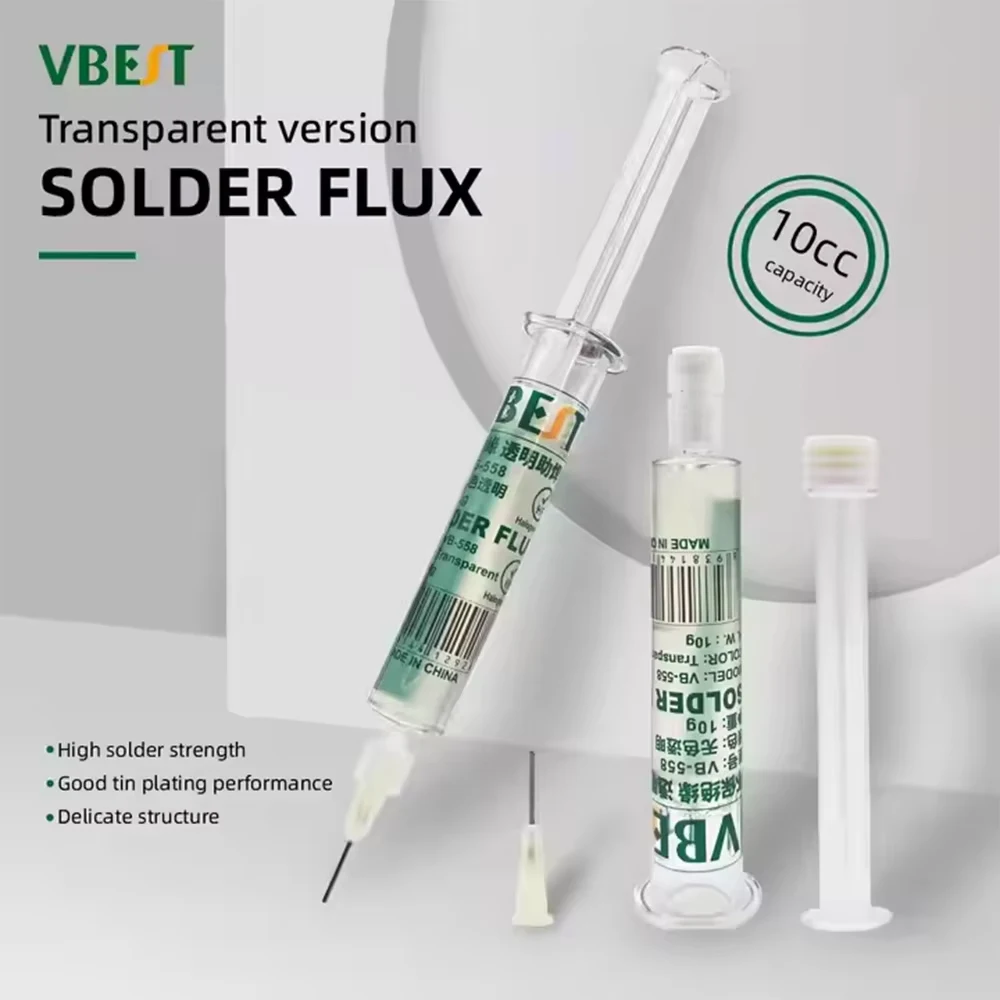 10cc Solder Flux Halogen Free Transparent Paste Needle Tube Type Flux for CPU Maintenance / Chip Desoldering / BGA Tin Plating
10cc Solder Flux Halogen Free Transparent Paste Needle Tube Type Flux for CPU Maintenance / Chip Desoldering / BGA Tin Plating