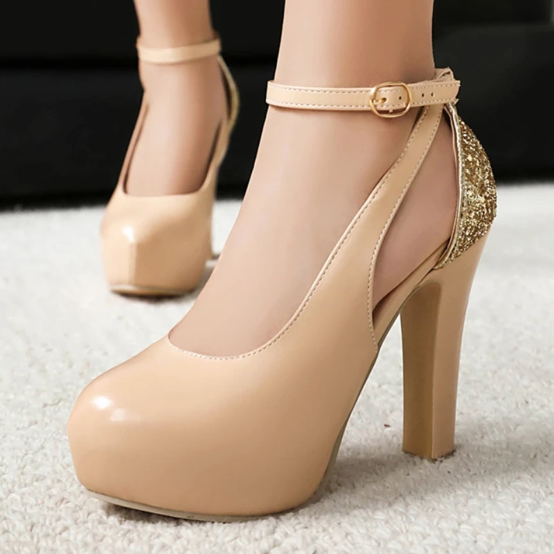 Ankle Strap Platform Women's Extreme High Heels Shoes White Nude Heeled Round Toe Pumps Party Wedding Nightclub Shoes Female
Ankle Strap Platform Women's Extreme High Heels Shoes White Nude Heeled Round Toe Pumps Party Wedding Nightclub Shoes Female