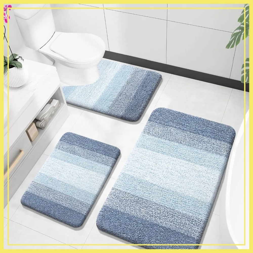 3 Piece Bathroom Rugs Set, Soft Absorbent Microfiber Bath Mats and U-Shaped Contour Toilet Rug, Plush Shaggy Bath Mat Set (36"x24"+24"x16"+24"x20", Blue)
3 Piece Bathroom Rugs Set, Soft Absorbent Microfiber Bath Mats and U-Shaped Contour Toilet Rug, Plush Shaggy Bath Mat Set (36"x24"+24"x16"+24"x20", Blue)