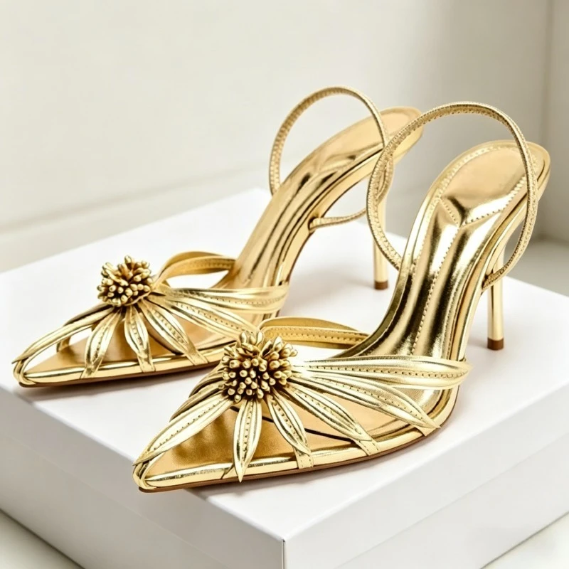 Luxury Brand Backless High Heels Women Sexy Gold Flower Pointed Toe Pumps Party Shoes Female Novelty Women's Sandals Summer 2026
Luxury Brand Backless High Heels Women Sexy Gold Flower Pointed Toe Pumps Party Shoes Female Novelty Women's Sandals Summer 2026