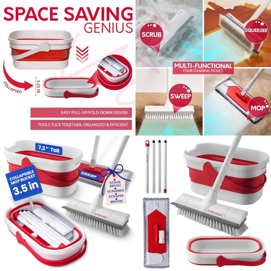 Collapsible Mop and Bucket Set with Wringer, Heavy Duty Scrub Brush, Foldable Mop and Broom for Home, Indoor or Outdoor Cleanin
Collapsible Mop and Bucket Set with Wringer, Heavy Duty Scrub Brush, Foldable Mop and Broom for Home, Indoor or Outdoor Cleanin