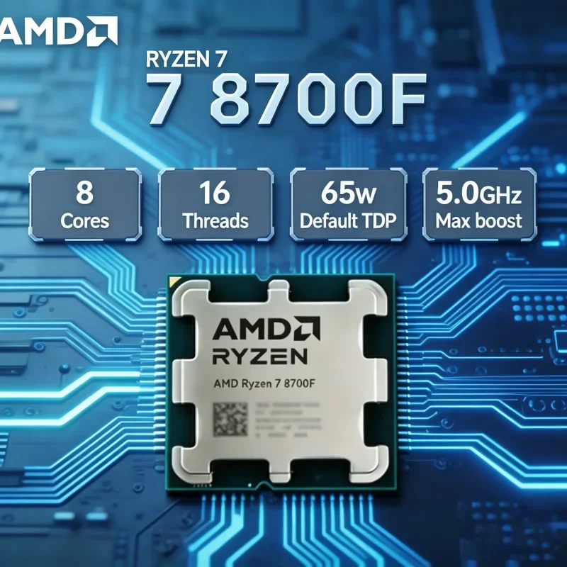 AMD Ryzen 7 8700F 65W Power Efficient Gaming CPU 8 Core 16 Thread 5.0GHz AM5 4nm 16MB Cache DDR5 Desktop Processor
AMD Ryzen 7 8700F 65W Power Efficient Gaming CPU 8 Core 16 Thread 5.0GHz AM5 4nm 16MB Cache DDR5 Desktop Processor