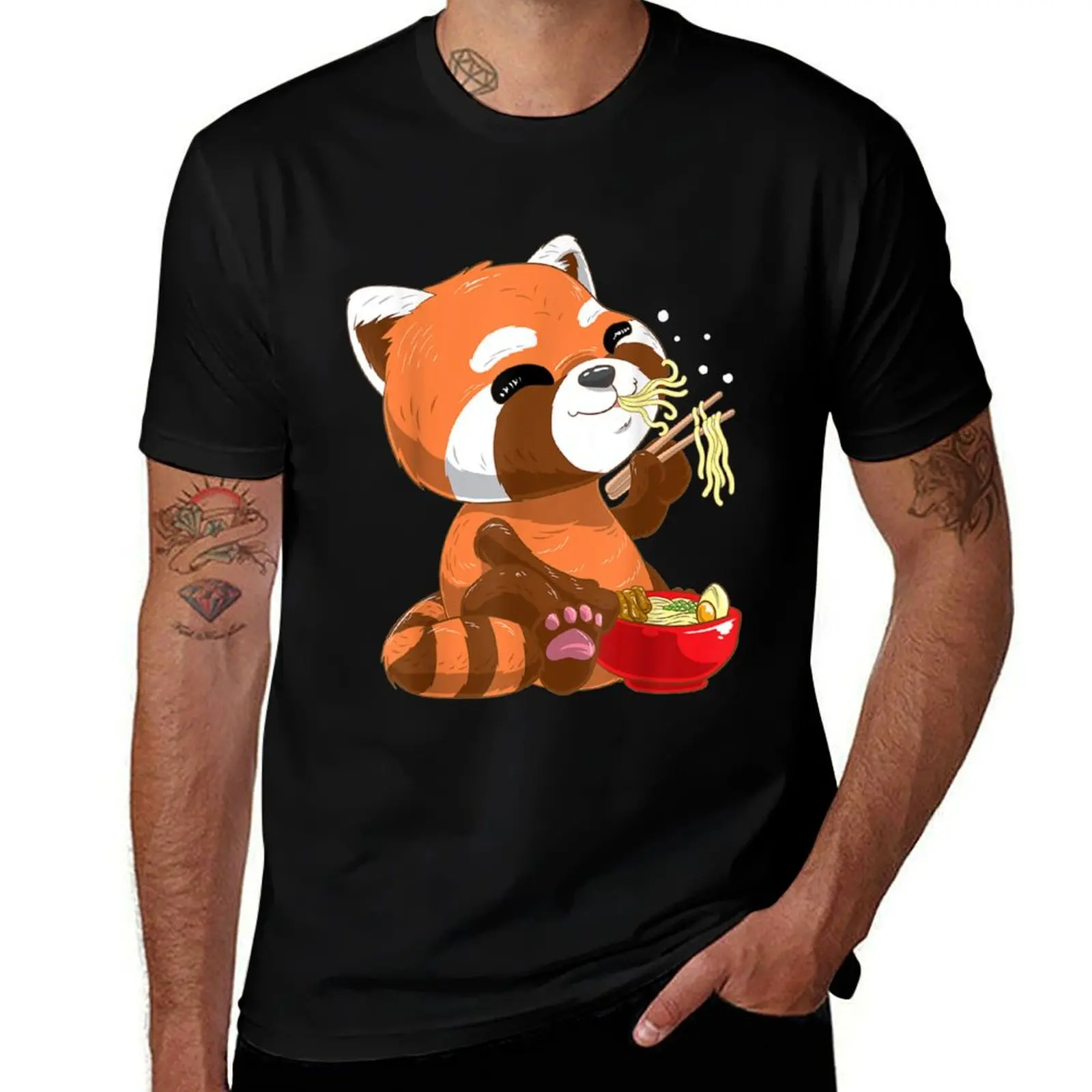 Japanese Red Panda Eating Noodles T-Shirt vintage summer 2025 men clothings 
Japanese Red Panda Eating Noodles T-Shirt vintage summer 2025 men clothings