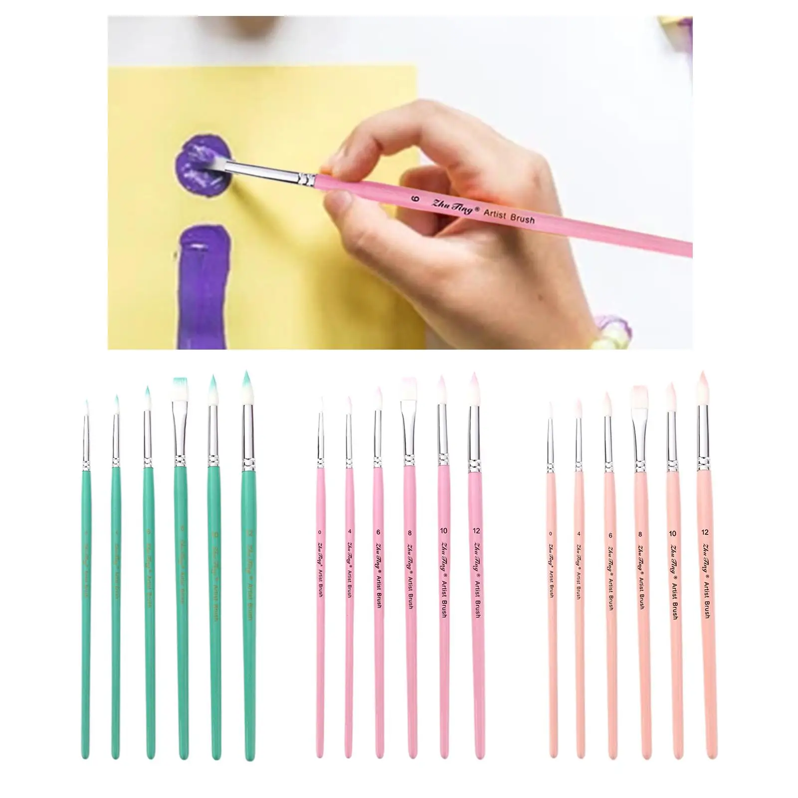 Professional Paint Brushes Set, 6Pcs Nylon Hair Round Pointed Painting Brush Kit for Acrylics, , Gouache, Body Painting
Professional Paint Brushes Set, 6Pcs Nylon Hair Round Pointed Painting Brush Kit for Acrylics, , Gouache, Body Painting