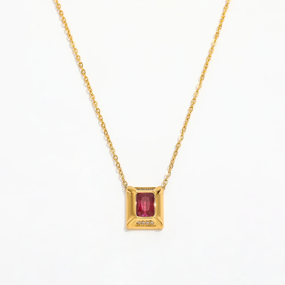 Joolim Jewelry Wholesale No Fade Dainty Romantic Rectangular Chocolate Ruby Zirconia Pendant Stainless Steel Necklace for Women
Joolim Jewelry Wholesale No Fade Dainty Romantic Rectangular Chocolate Ruby Zirconia Pendant Stainless Steel Necklace for Women