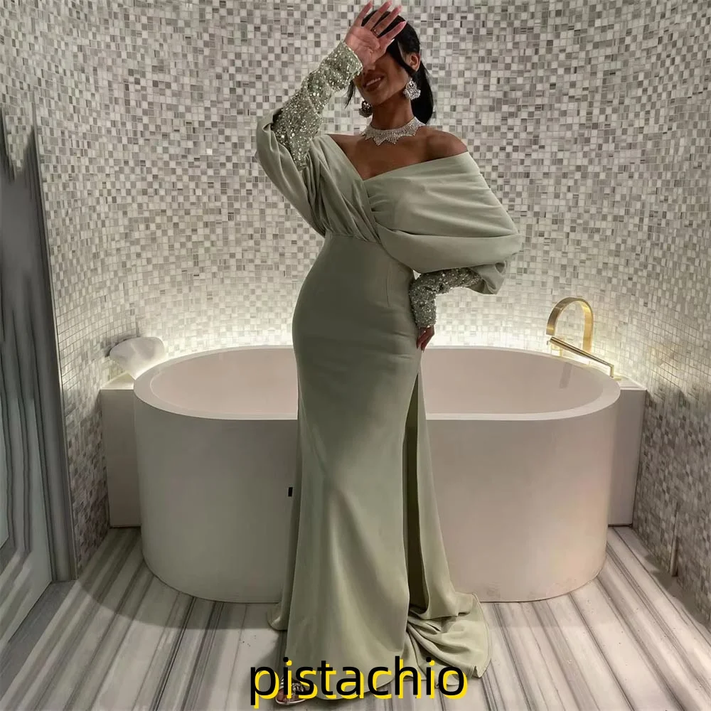 Customized Exquisite Ruched Women Prom Dress Long Sleeve Charming Mermaid Sequins Floor Length Party Dress Women Evening Gown
Customized Exquisite Ruched Women Prom Dress Long Sleeve Charming Mermaid Sequins Floor Length Party Dress Women Evening Gown