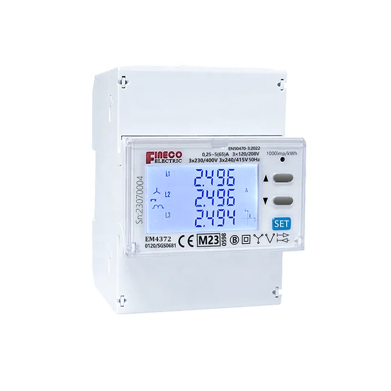 Трехфазный счетчик электроэнергии Modbus, 65 А, одобренный MID EM4372 5(65)A, интеллектуальный анализатор мощности
Трехфазный счетчик электроэнергии Modbus, 65 А, одобренный MID EM4372 5(65)A, интеллектуальный анализатор мощности