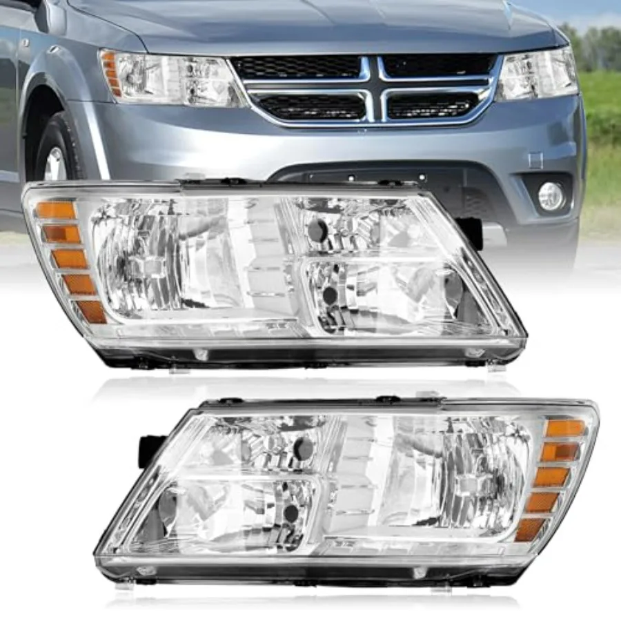 Headlight Assembly Compatible with 2009-2020 Dodge Journey Halogen Headlamp Replacement Housing Amber Reflector Chrome Pair
Headlight Assembly Compatible with 2009-2020 Dodge Journey Halogen Headlamp Replacement Housing Amber Reflector Chrome Pair