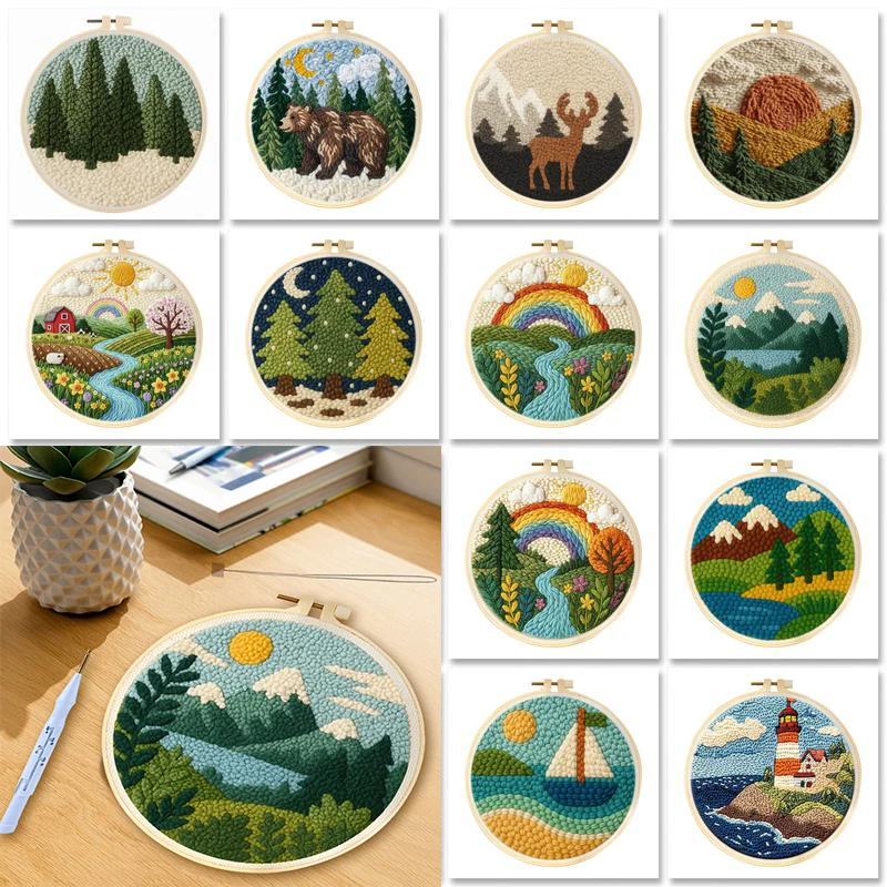 Punch Needle Embroidery Starter Kit Punch Needle Kits Landscape Embroidery Pen For Adults Beginner Home Decor Diy Gift
Punch Needle Embroidery Starter Kit Punch Needle Kits Landscape Embroidery Pen For Adults Beginner Home Decor Diy Gift