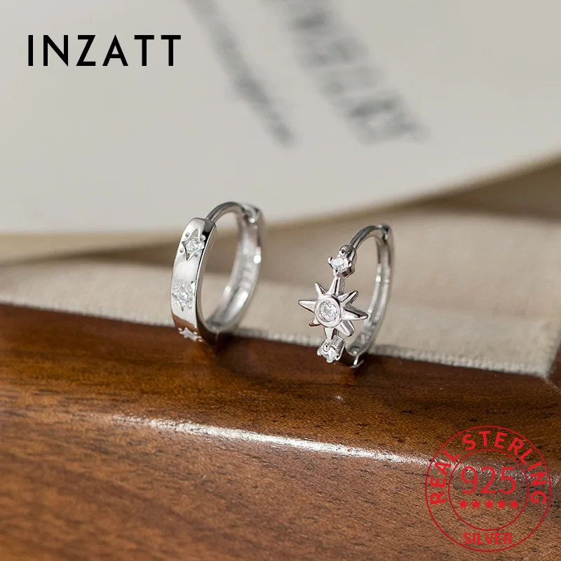 INZATT Real 925 Sterling Silver Zircon Star Round Hoop Stud Earrings for Women Classic Fine Jewelry Minimalist Accessory
INZATT Real 925 Sterling Silver Zircon Star Round Hoop Stud Earrings for Women Classic Fine Jewelry Minimalist Accessory