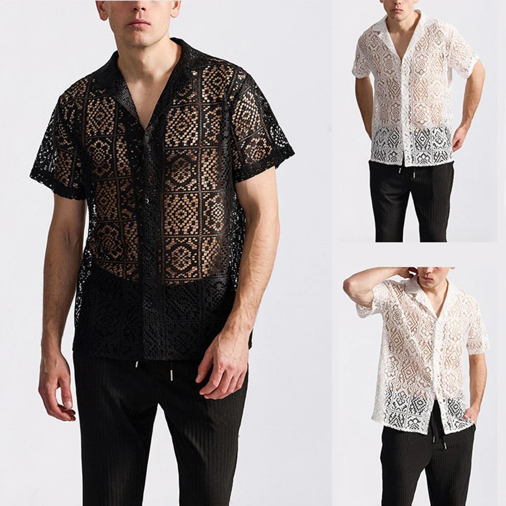 Men Shirt Hollow Perspective Mesh Ballroom Shirt Fashion Niche Nightclub Stage Performance Trend Short-Sleeve Top Men'S Clothing
Men Shirt Hollow Perspective Mesh Ballroom Shirt Fashion Niche Nightclub Stage Performance Trend Short-Sleeve Top Men'S Clothing