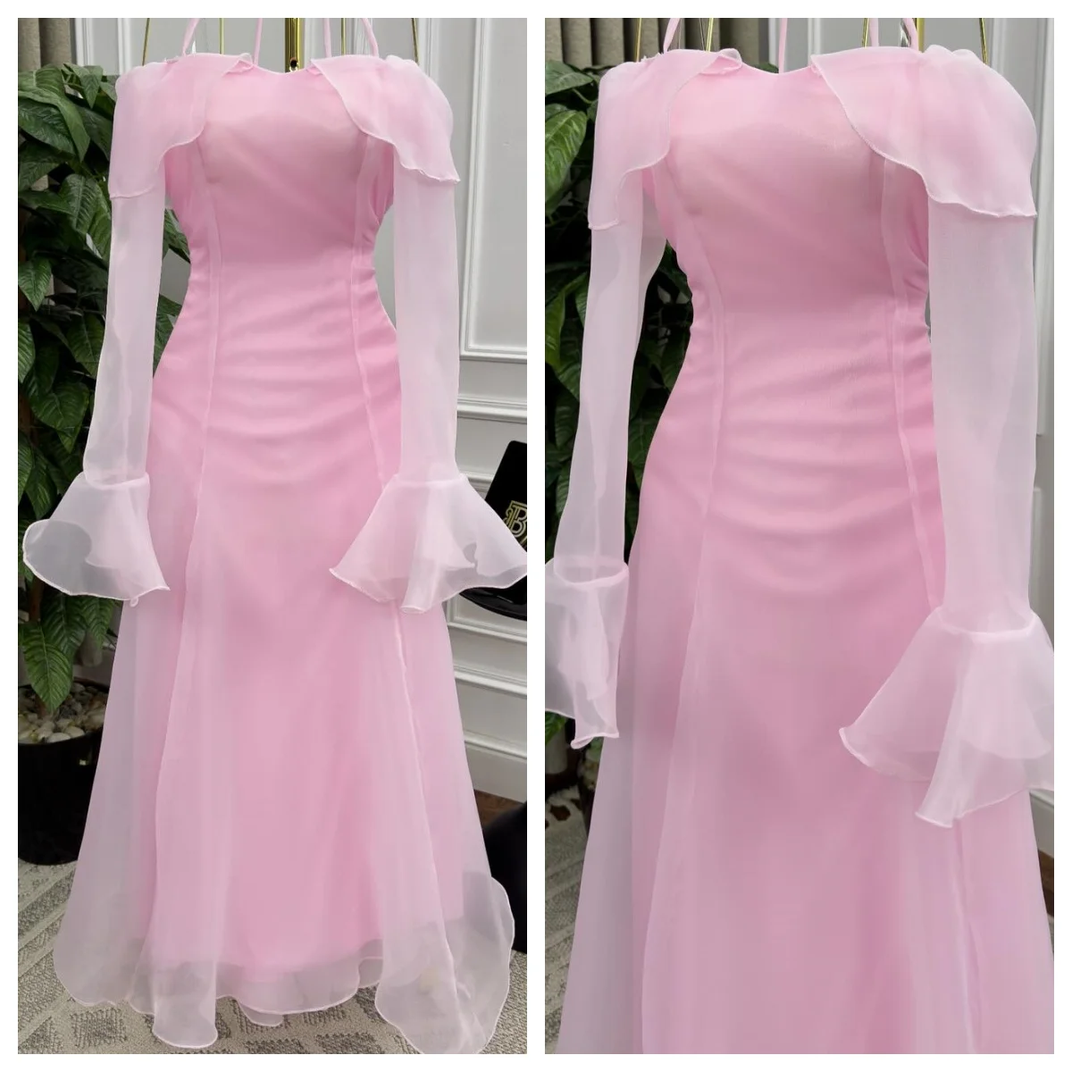 Customized Evening Dress Delicate Chiffon Halter Off the Shoulder Long Sleeves Prom Gowns A-Line Ankle Length Party Dresses
Customized Evening Dress Delicate Chiffon Halter Off the Shoulder Long Sleeves Prom Gowns A-Line Ankle Length Party Dresses