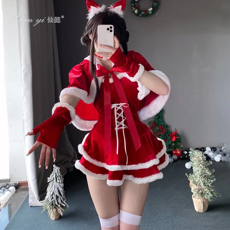 Christmas Dress Suit Women Xmas Cosplay Costume Red Suit Party Rabbit Ears Hooded Shawl Christmas Girl Set
Christmas Dress Suit Women Xmas Cosplay Costume Red Suit Party Rabbit Ears Hooded Shawl Christmas Girl Set