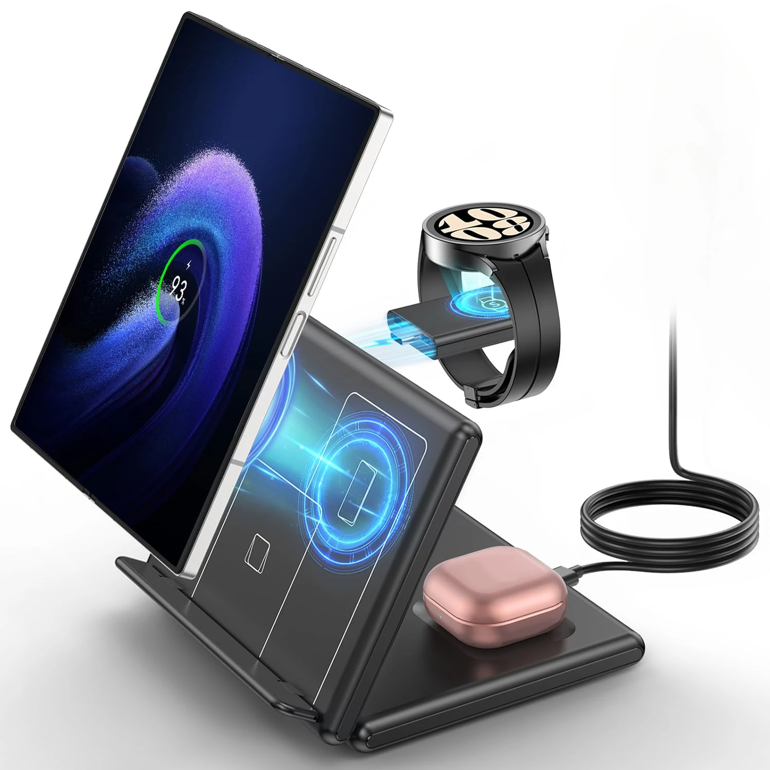 3 in 1 Foldable Wireless Charger Stand for Samsung Andriod for Galaxy S24 S23 , Z Fold 6/5, Z Flip 6/5, Watch, Galaxy Buds TWS
3 in 1 Foldable Wireless Charger Stand for Samsung Andriod for Galaxy S24 S23 , Z Fold 6/5, Z Flip 6/5, Watch, Galaxy Buds TWS