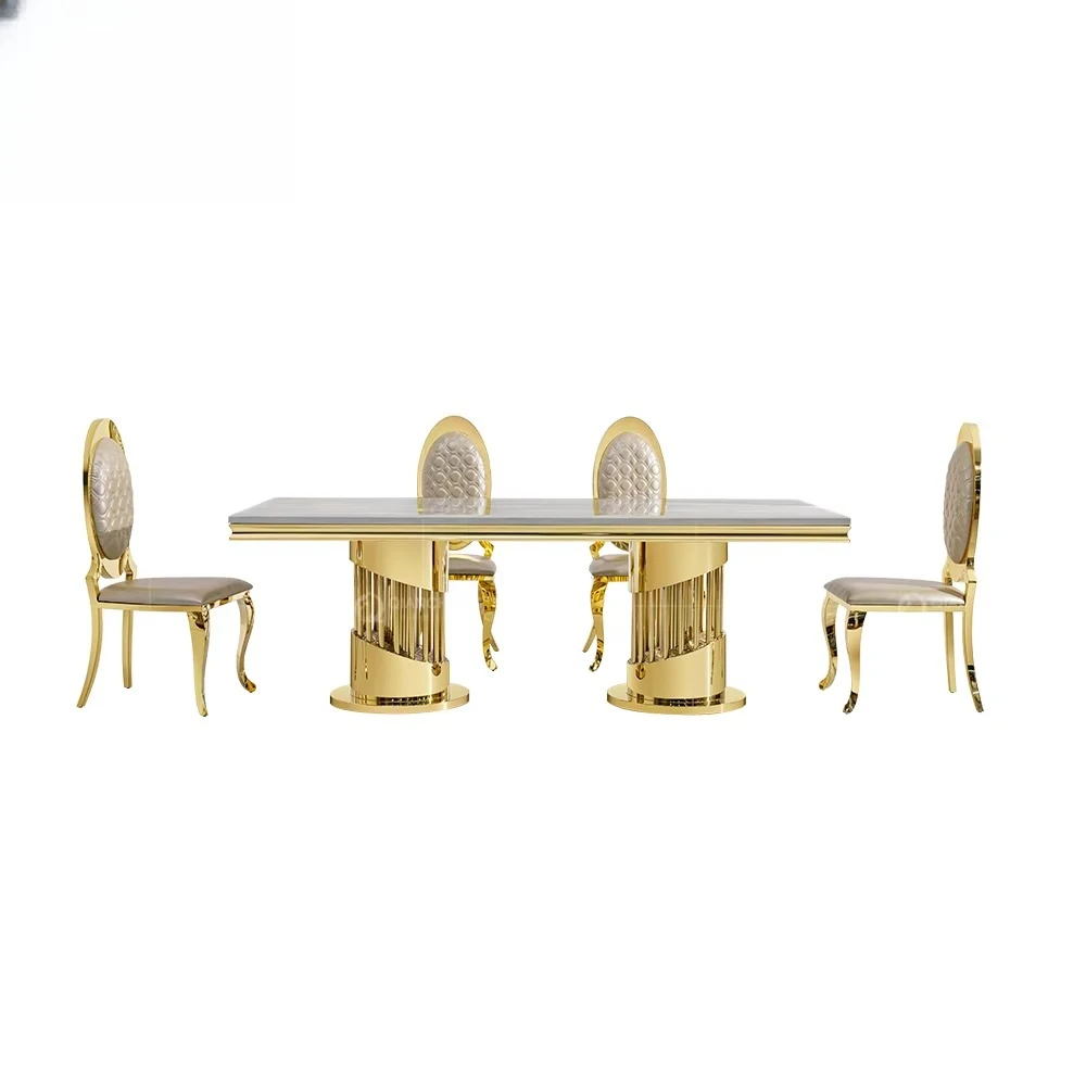 Creative Deluxe Dining Table Marble Tableware Stainless Steel Legs Burnt Stone Table
Creative Deluxe Dining Table Marble Tableware Stainless Steel Legs Burnt Stone Table