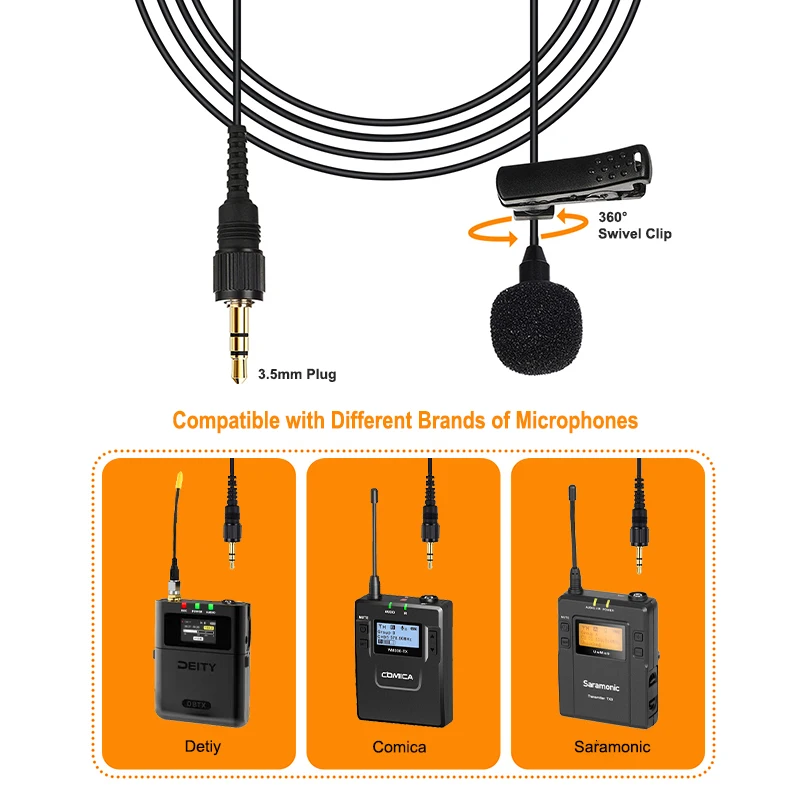 Canfon Omnidirectional Lavalier Microphone Compatible for Deity Sennheiser Comica Saramonic Boya Wireless Microphone System
Canfon Omnidirectional Lavalier Microphone Compatible for Deity Sennheiser Comica Saramonic Boya Wireless Microphone System
