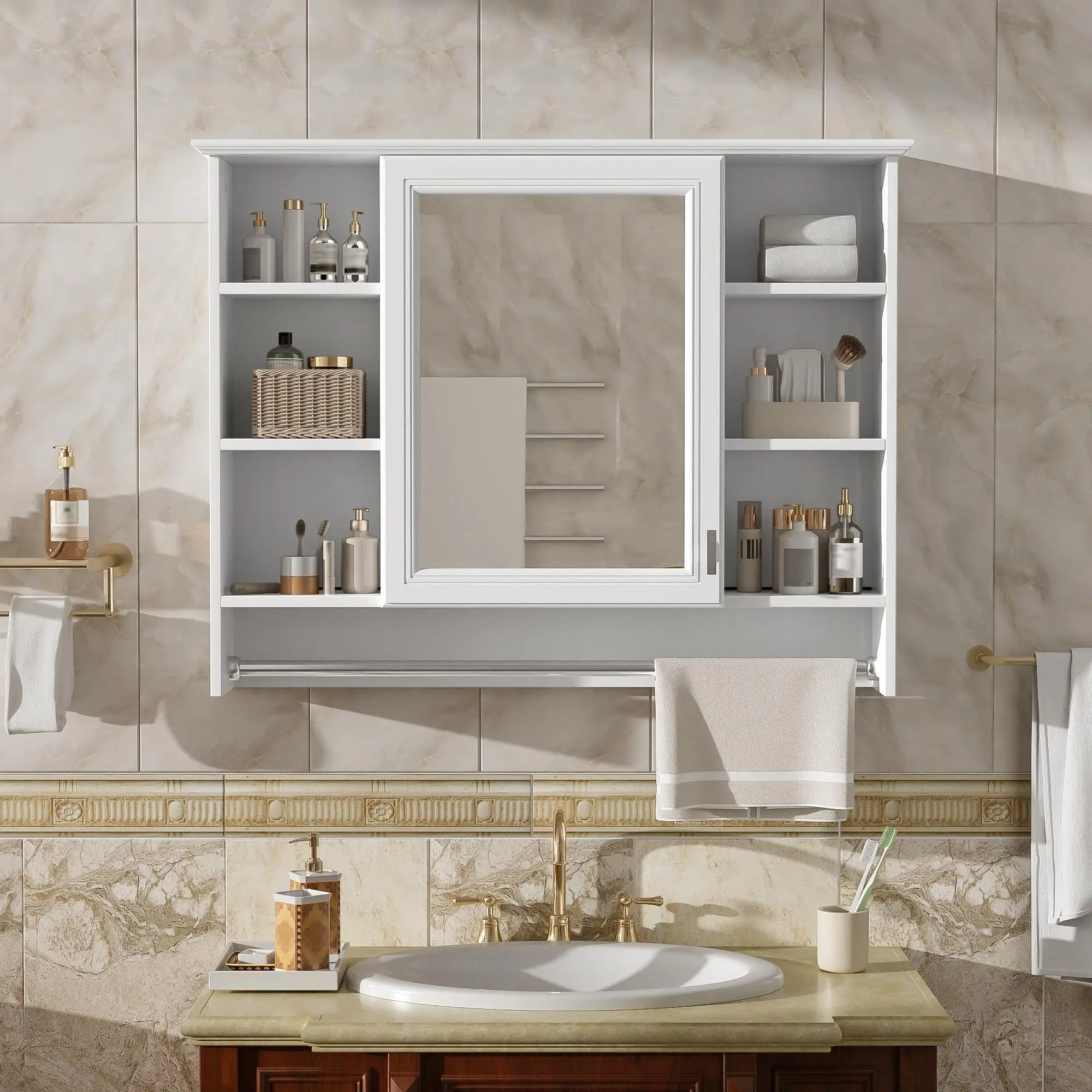 36in Bathroom Mirror Cabinet 3-in-1 Adjustable Shelf Soft Close HD Mirror
36in Bathroom Mirror Cabinet 3-in-1 Adjustable Shelf Soft Close HD Mirror