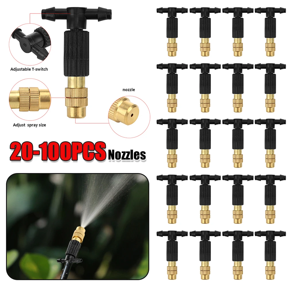 20-100PCS Garden Misting Cooling System Garden Irrigation Watering 1/4'' Brass Atomizer Nozzles 4/7mm Hose Garden Sprinkler Head
20-100PCS Garden Misting Cooling System Garden Irrigation Watering 1/4'' Brass Atomizer Nozzles 4/7mm Hose Garden Sprinkler Head
