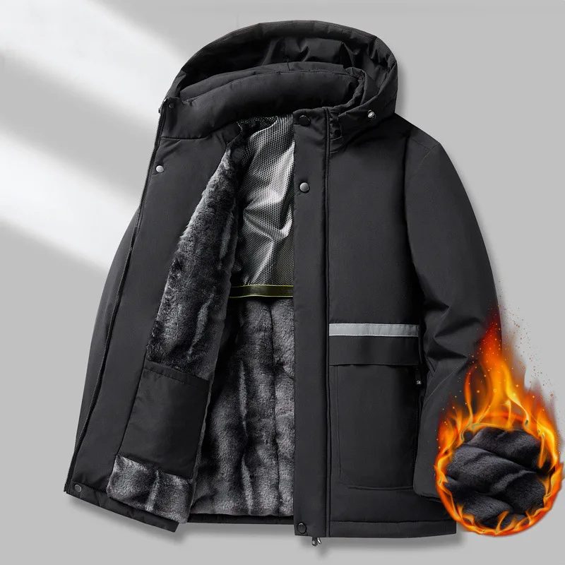 New Winter Men Hooded Down Jackets Fleece Warm Parkas Male Thicker Casual Coats Man Outdoor Reflective Stripe Jackets Size 4XL
New Winter Men Hooded Down Jackets Fleece Warm Parkas Male Thicker Casual Coats Man Outdoor Reflective Stripe Jackets Size 4XL