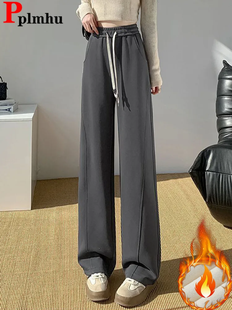 Winter Warm Loose Thicken Straight Pants Women Casual Elastic High Waist Velvet Lined Sweatpants Women Casual Snow Wear Calca
Winter Warm Loose Thicken Straight Pants Women Casual Elastic High Waist Velvet Lined Sweatpants Women Casual Snow Wear Calca
