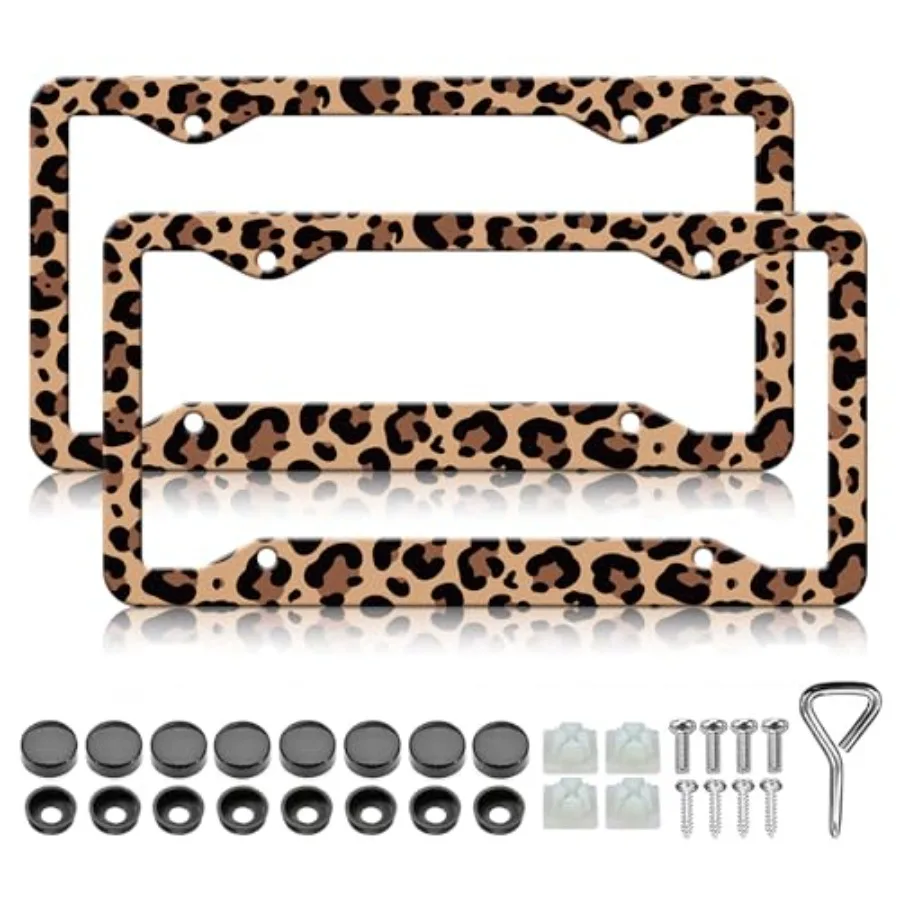 Leopard Print License Plate Frames - 2 Pack Animal Brown Cheetah Print License Plate Frame Holder Covers, Aluminum Metal Rust-P
Leopard Print License Plate Frames - 2 Pack Animal Brown Cheetah Print License Plate Frame Holder Covers, Aluminum Metal Rust-P