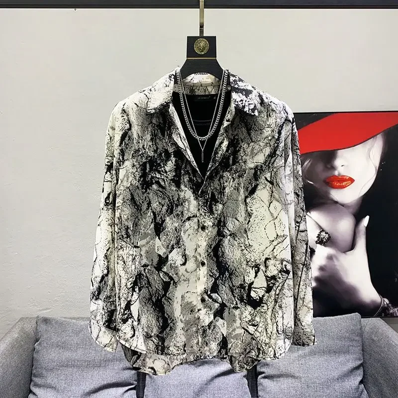 Street Casual Fashionable Vintage Printing Loose Turn-down Collar Man Shirts Handsome Spring Button Men's Clothing Tops A59
Street Casual Fashionable Vintage Printing Loose Turn-down Collar Man Shirts Handsome Spring Button Men's Clothing Tops A59