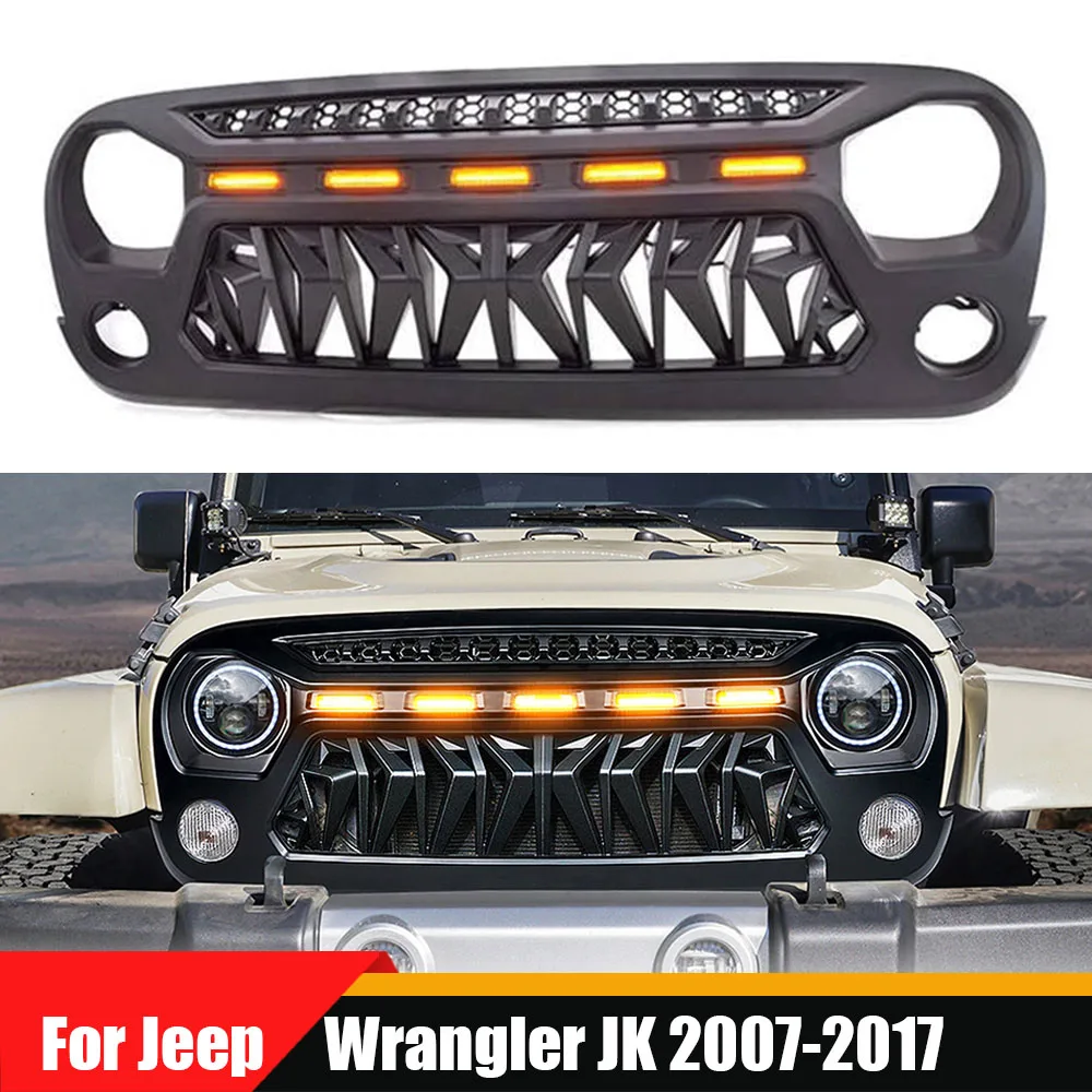 For Jeep Wrangler JK 2007-2017 Car Racing Grille Bumper Guard Grill With Metal Mesh with 5 LED Lights Replacement Knight Grills
For Jeep Wrangler JK 2007-2017 Car Racing Grille Bumper Guard Grill With Metal Mesh with 5 LED Lights Replacement Knight Grills