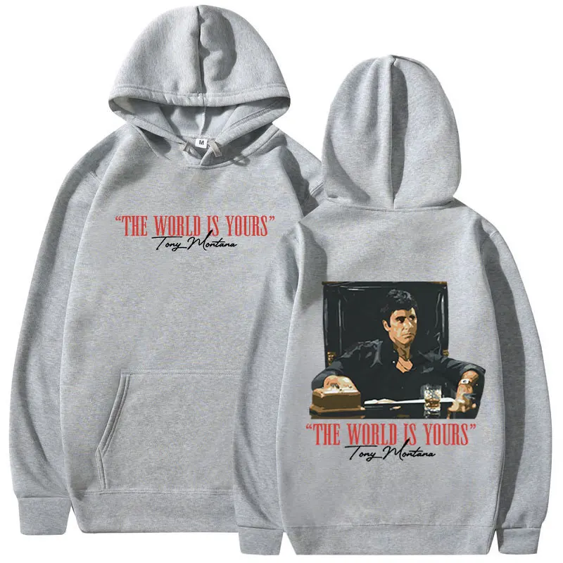 Classic Movie Scarface Hoodies The World Is Yours Tony Montana Al Pacino Hooded Sweatshirts Men Women Vintage Gothic Pullovers 
Classic Movie Scarface Hoodies The World Is Yours Tony Montana Al Pacino Hooded Sweatshirts Men Women Vintage Gothic Pullovers