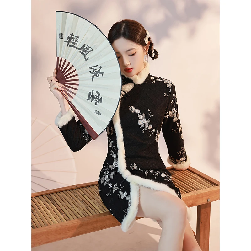 Winter Long Sve Fce Lined Young Sle ort Dr Lace Design Korean Faion Retro Sle High Slit Daily Wear
Winter Long Sve Fce Lined Young Sle ort Dr Lace Design Korean Faion Retro Sle High Slit Daily Wear
