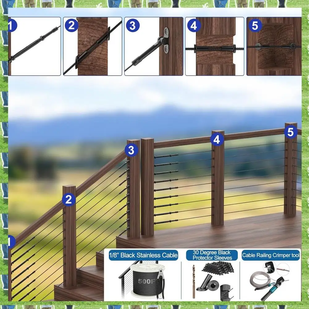 FTS 120 Pack Black Stainless Steel Protector Sleeves For 1/8Inch Deck Cable Railing, For Wood/Composite Posts
FTS 120 Pack Black Stainless Steel Protector Sleeves For 1/8Inch Deck Cable Railing, For Wood/Composite Posts