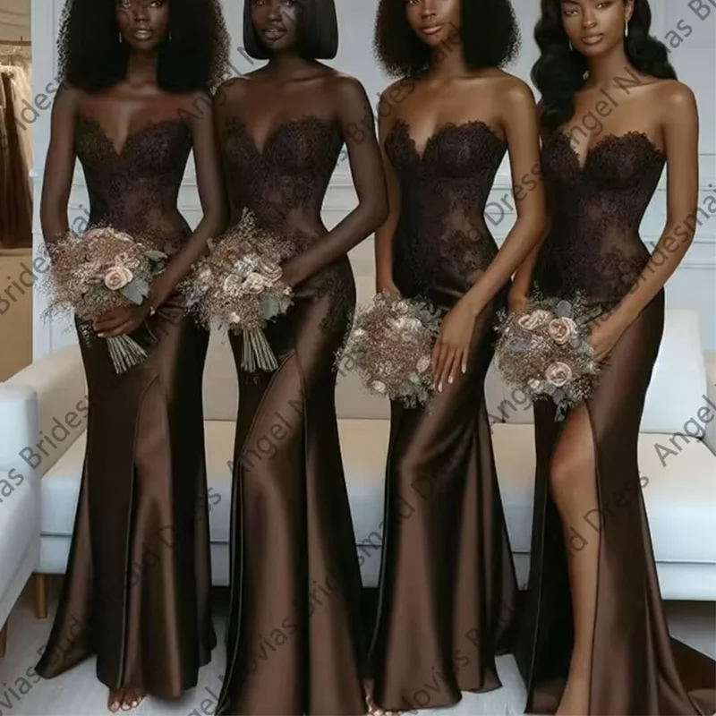Customized Satin Long Bridesmaid Dresses Sleeveless Mermaid High Slit Sleeveless Rose Gold Party Dress Wedding Guest
Customized Satin Long Bridesmaid Dresses Sleeveless Mermaid High Slit Sleeveless Rose Gold Party Dress Wedding Guest