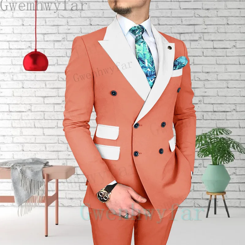 Gwenhwyfar Double-Breasted Peaked Lapel Flat Slim Fit Casual Tuxedos For Wedding(Blazer+Pants) New Arrival Men's Suit 2 Pieces
Gwenhwyfar Double-Breasted Peaked Lapel Flat Slim Fit Casual Tuxedos For Wedding(Blazer+Pants) New Arrival Men's Suit 2 Pieces