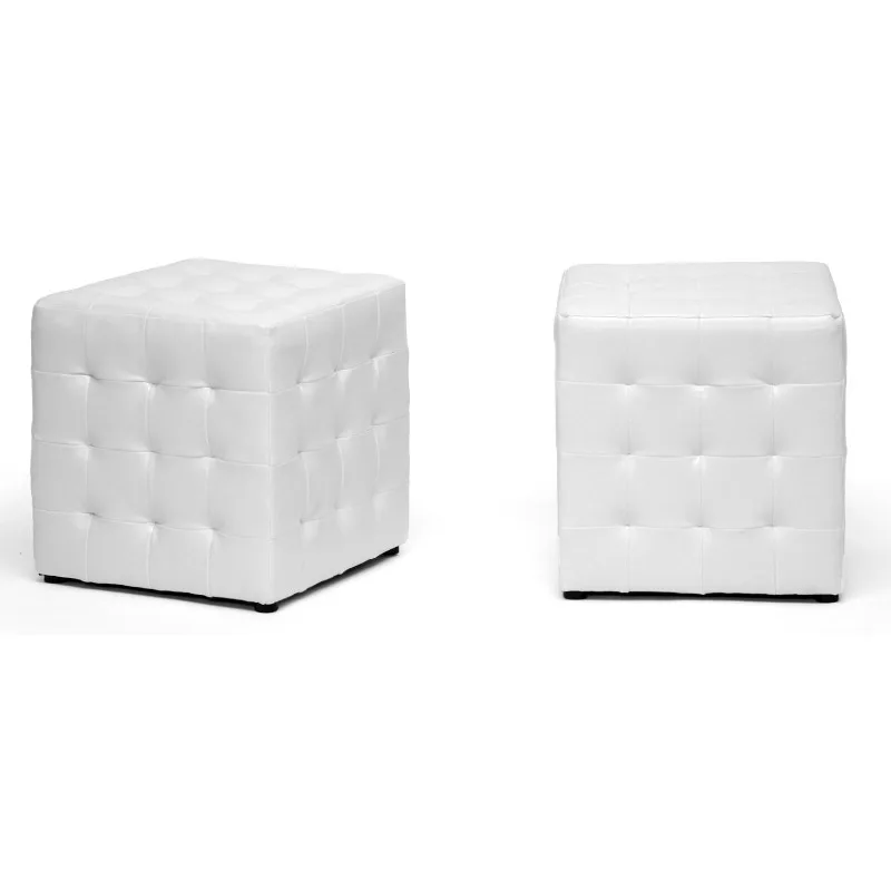 Modern Cube Ottoman, White Faux Leather, Solid Wood and Plywood Frame-Set of 2,14.25"D x 14.25"W x 14.75"H
Modern Cube Ottoman, White Faux Leather, Solid Wood and Plywood Frame-Set of 2,14.25"D x 14.25"W x 14.75"H
