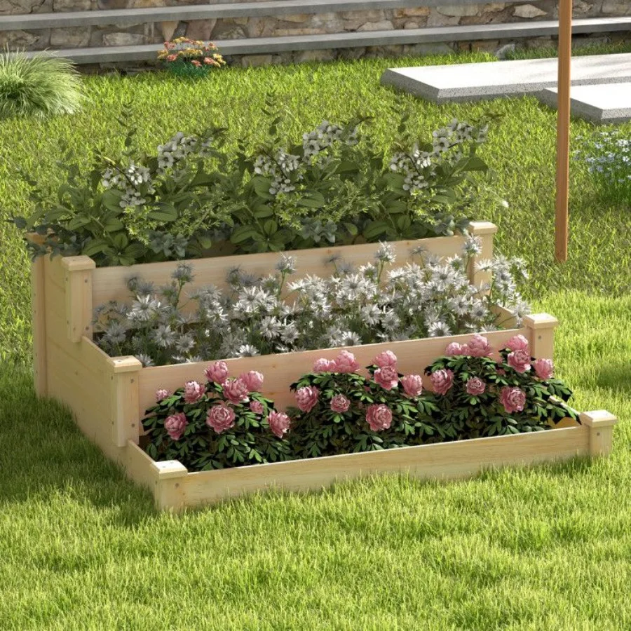 3Tier Wooden Raised Garden Bed for Backyard Patio Gardening 
3Tier Wooden Raised Garden Bed for Backyard Patio Gardening