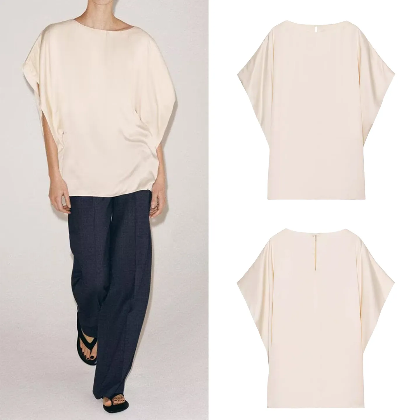Women's Spring 2026 Simple Hanging Short Sleeve T-Shirt Elegance Quality round Neck Batwing Sleeve Top ZADATA Brand
Women's Spring 2026 Simple Hanging Short Sleeve T-Shirt Elegance Quality round Neck Batwing Sleeve Top ZADATA Brand