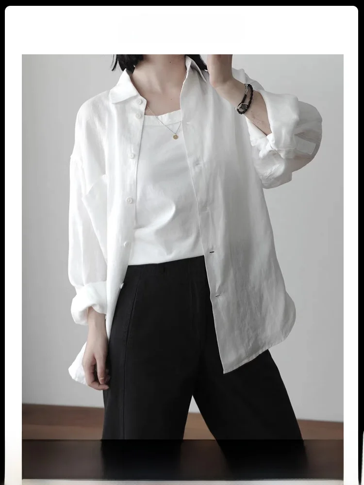 Spring Summer 2025 Women's Comfortable Long Sve Linen irt Collared Pure Color Loose Fit Classic Row Sle Spring irt
Spring Summer 2025 Women's Comfortable Long Sve Linen irt Collared Pure Color Loose Fit Classic Row Sle Spring irt