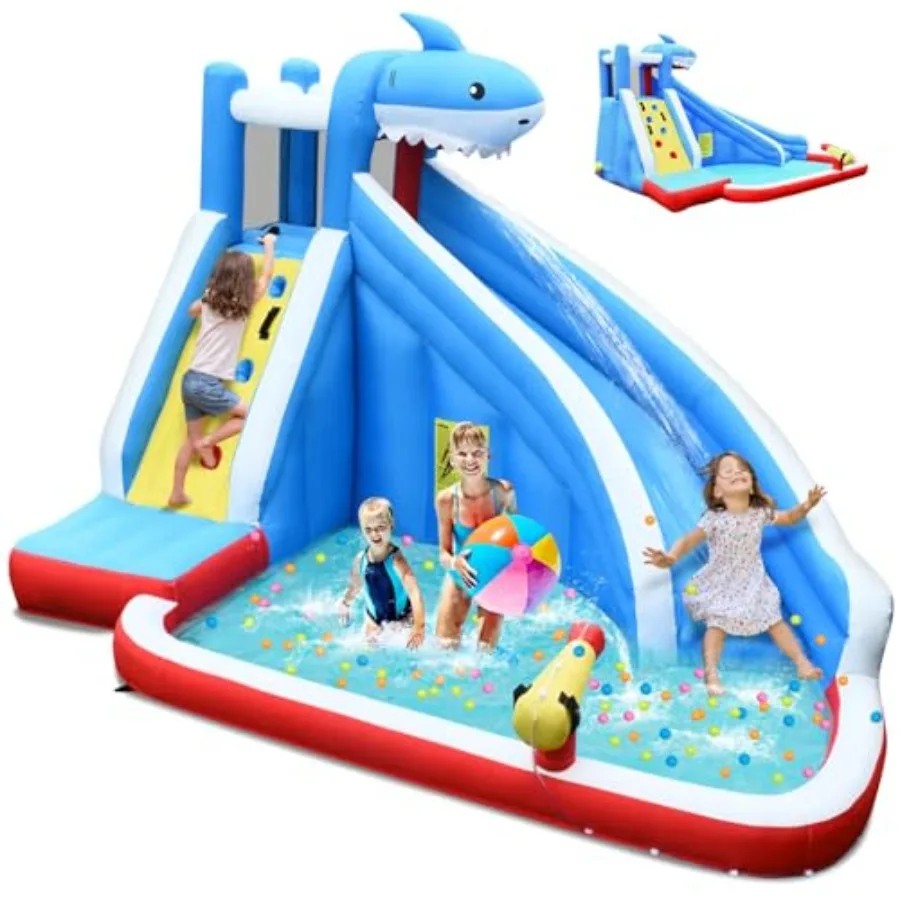 Inflatable Water Slide Shark Theme Blow Up Water Park Bounce House for Backyard Climbing Wall Indoor Outdoor Waterslides Inflat
Inflatable Water Slide Shark Theme Blow Up Water Park Bounce House for Backyard Climbing Wall Indoor Outdoor Waterslides Inflat