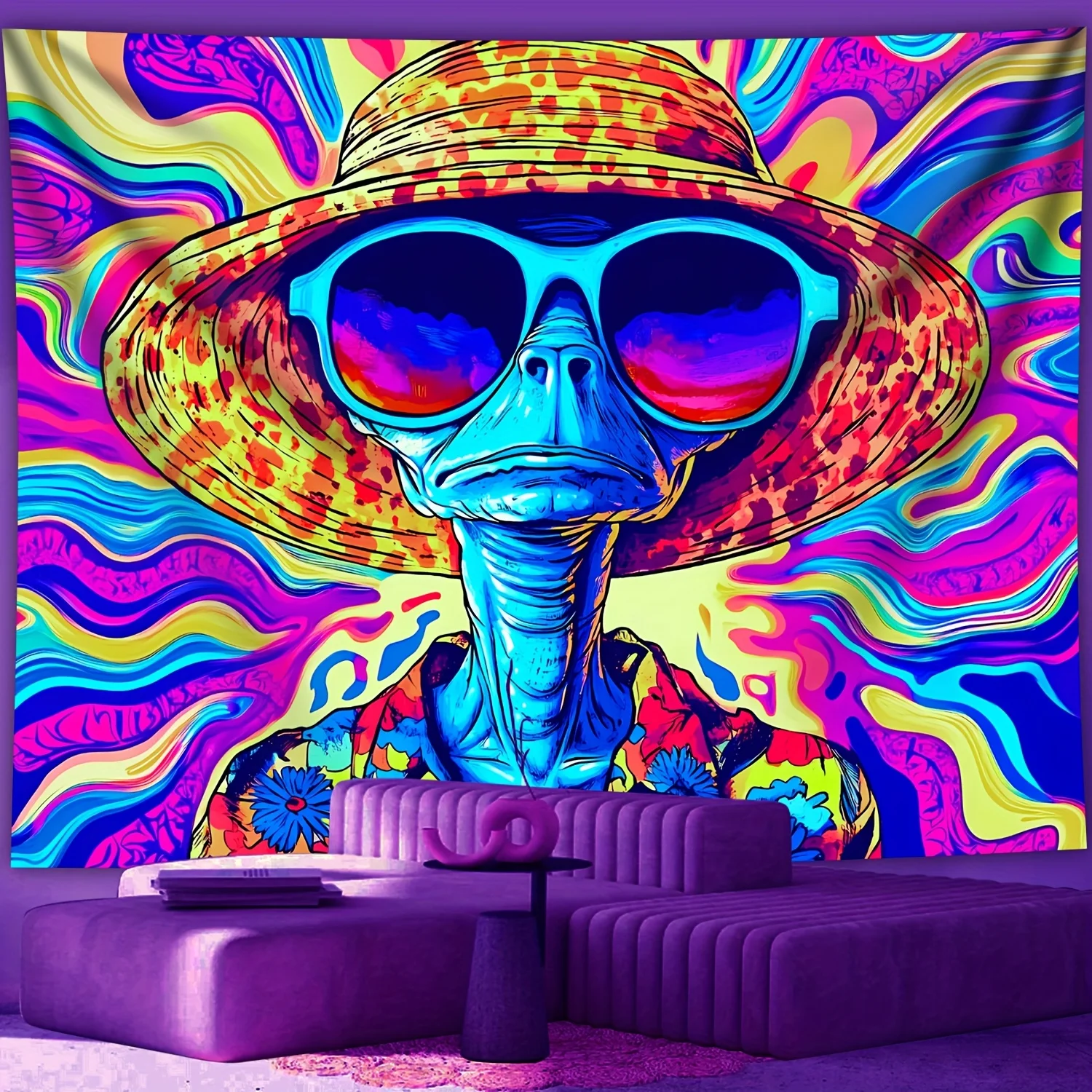 VIKAMA психоделический гобелен с изображением инопланетянина, шляпа с леопардовым принтом, рубашка с цветочным принтом, фон для гостиной, дивана, музыкальный декор для бара
VIKAMA психоделический гобелен с изображением инопланетянина, шляпа с леопардовым принтом, рубашка с цветочным принтом, фон для гостиной, дивана, музыкальный декор для бара