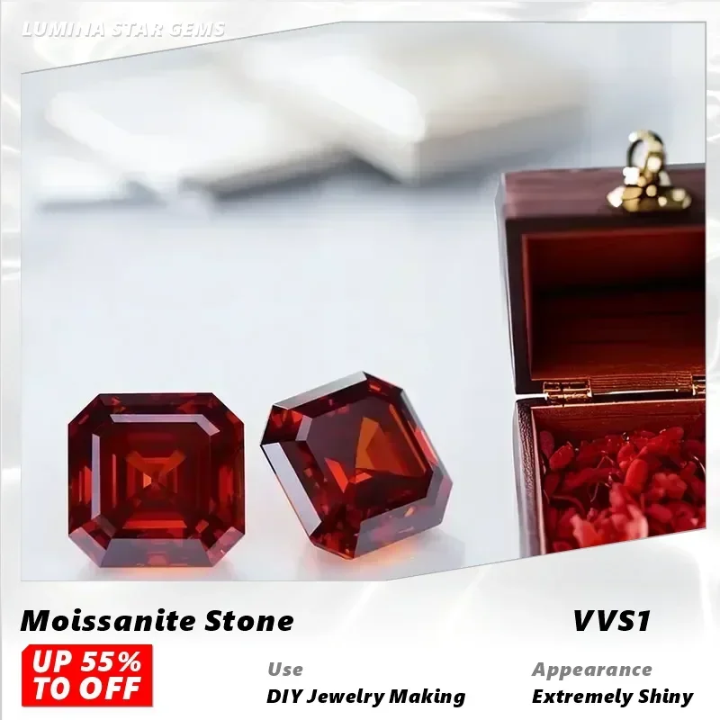 L-Garnet Color Moissanite Stone Asscher Cut Lab Grown Gemstones For Charms Jewelry Making Materials With GRA Certificate
L-Garnet Color Moissanite Stone Asscher Cut Lab Grown Gemstones For Charms Jewelry Making Materials With GRA Certificate