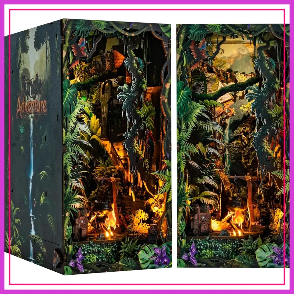 DIY Miniature House Book Nook Kit with LED Light, 3D Wooden Puzzle Bookshelf Decor for Adults, Jungle Adventure
DIY Miniature House Book Nook Kit with LED Light, 3D Wooden Puzzle Bookshelf Decor for Adults, Jungle Adventure