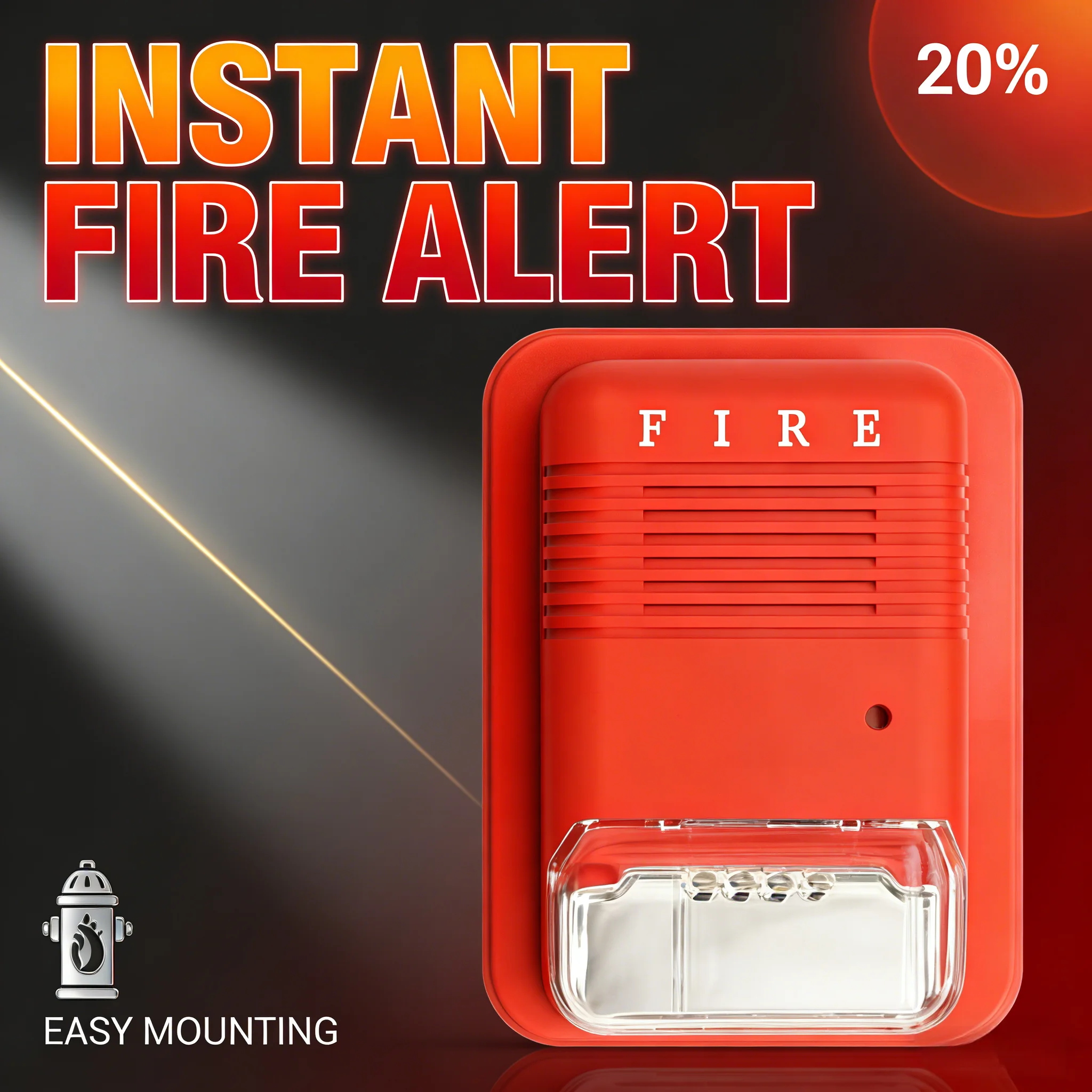 Professional 120dB Fire Alarm with LED Flash 3 Selectable Tones Stable Circuit Long-Life LED for Home Office Security
Professional 120dB Fire Alarm with LED Flash 3 Selectable Tones Stable Circuit Long-Life LED for Home Office Security