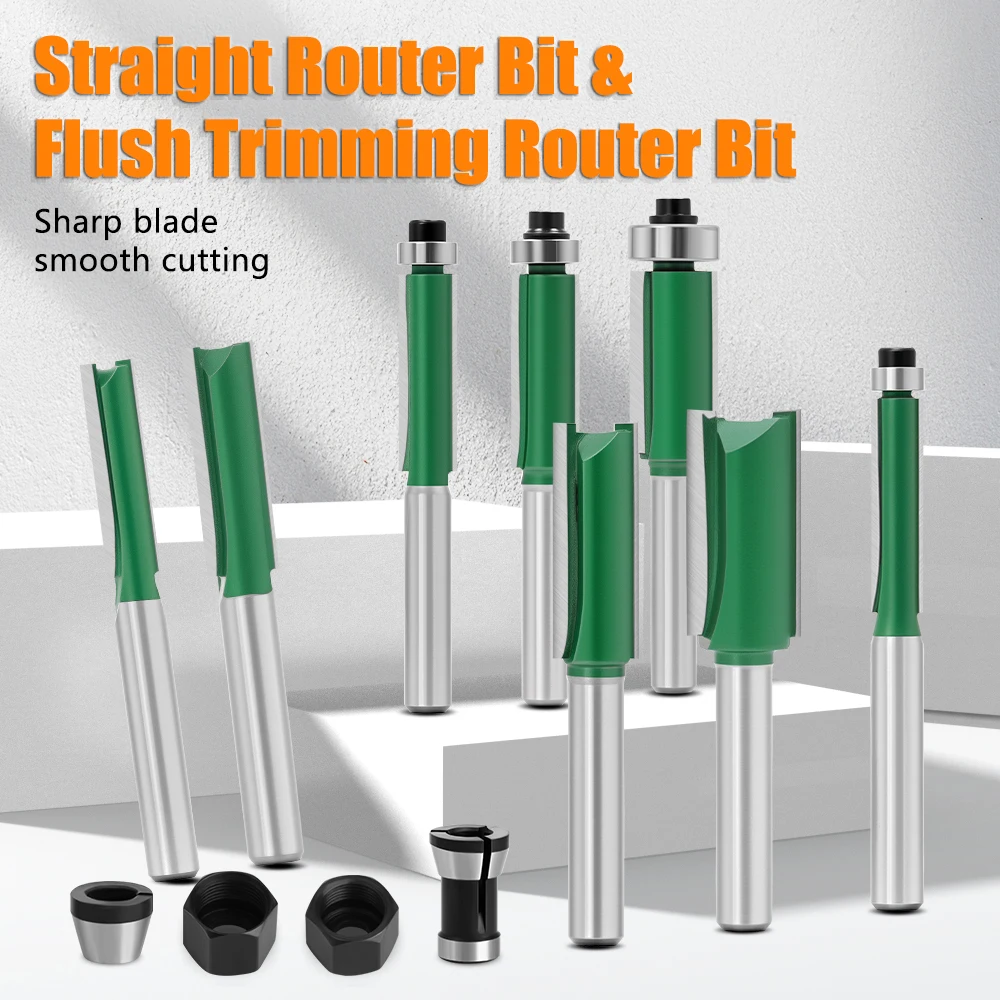 XHYKern 1/4 Inch Shank Trimming Router Bit and Straight Router Bit Set Woodworking Grooving Edge Trimming Kit
XHYKern 1/4 Inch Shank Trimming Router Bit and Straight Router Bit Set Woodworking Grooving Edge Trimming Kit