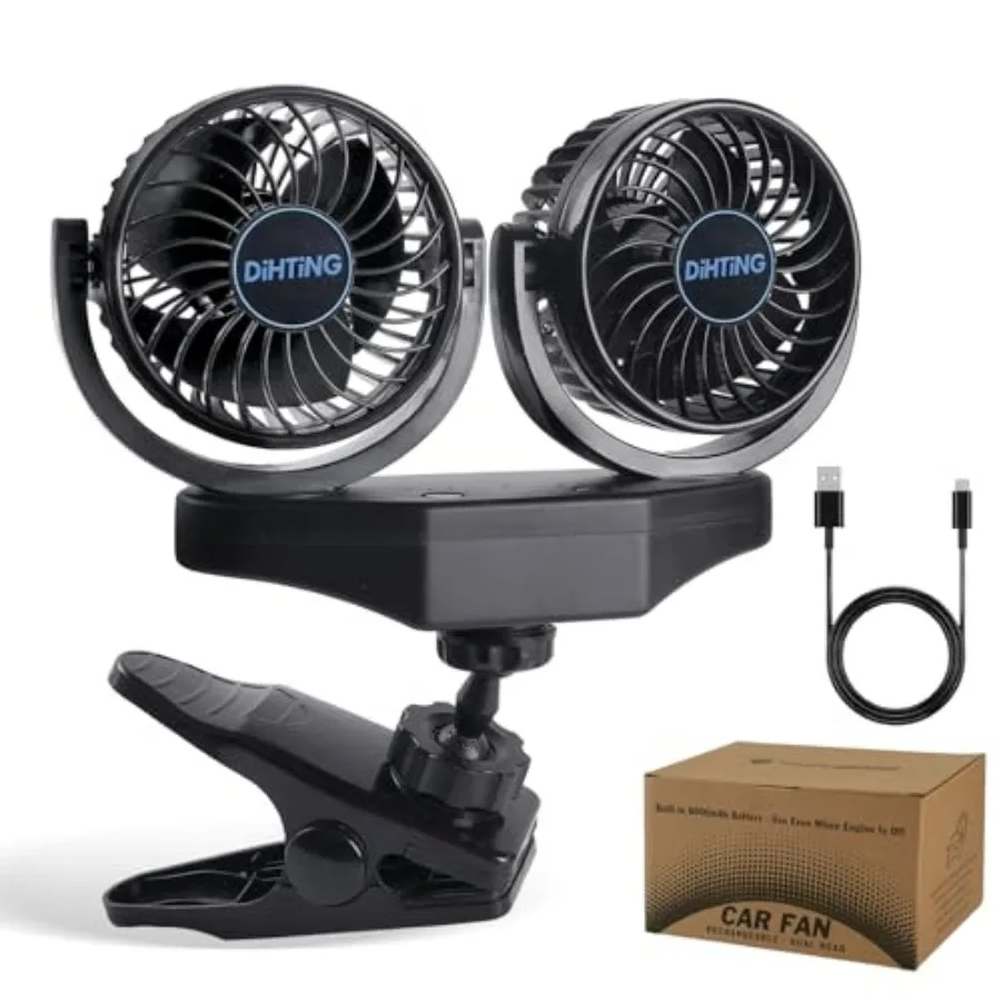 Battery Powered Clip Car Fans, 3-Speed Dual Head Clip Car Cooling Fan for Backseat, Independent Switches, 360° Rotatable Rechar
Battery Powered Clip Car Fans, 3-Speed Dual Head Clip Car Cooling Fan for Backseat, Independent Switches, 360° Rotatable Rechar
