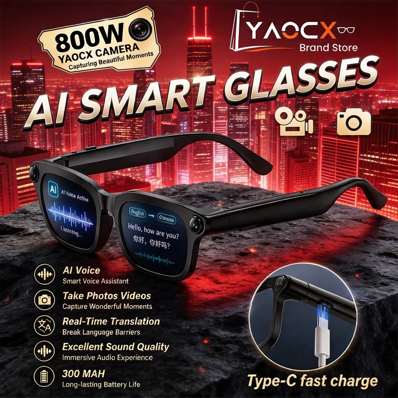 New Fashion Smart Glasses 800W HD Camera AI Voice Assistant Photo and Video AI Translation Type-C Fast Charging Smart Glasses
New Fashion Smart Glasses 800W HD Camera AI Voice Assistant Photo and Video AI Translation Type-C Fast Charging Smart Glasses