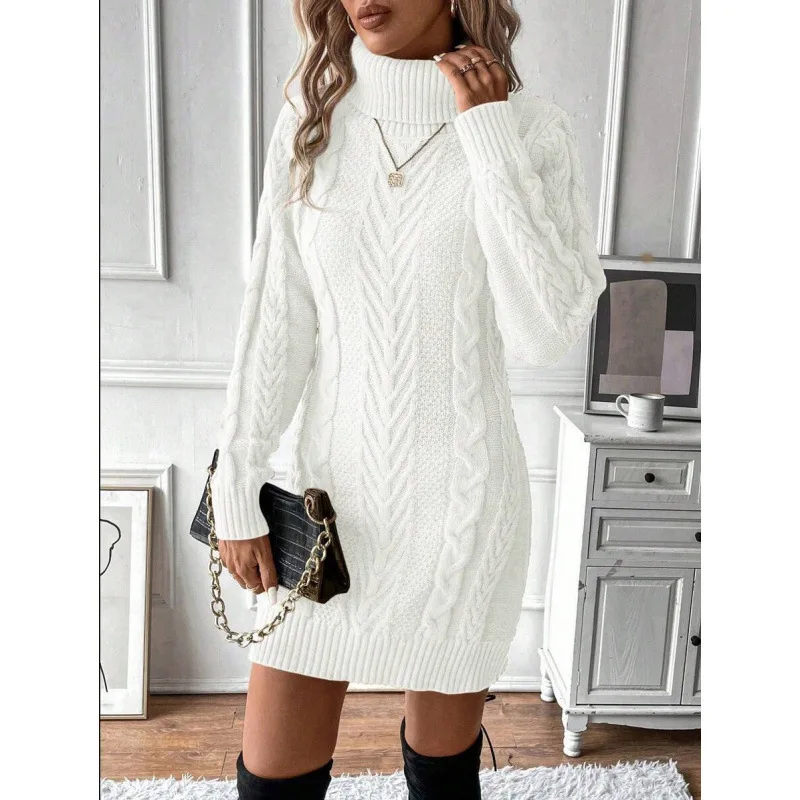 High Neck Twist Dress Knitted Skirt High Collar Braided Design Women's plus Size Dress City Walk Fashion Winter Collection
High Neck Twist Dress Knitted Skirt High Collar Braided Design Women's plus Size Dress City Walk Fashion Winter Collection