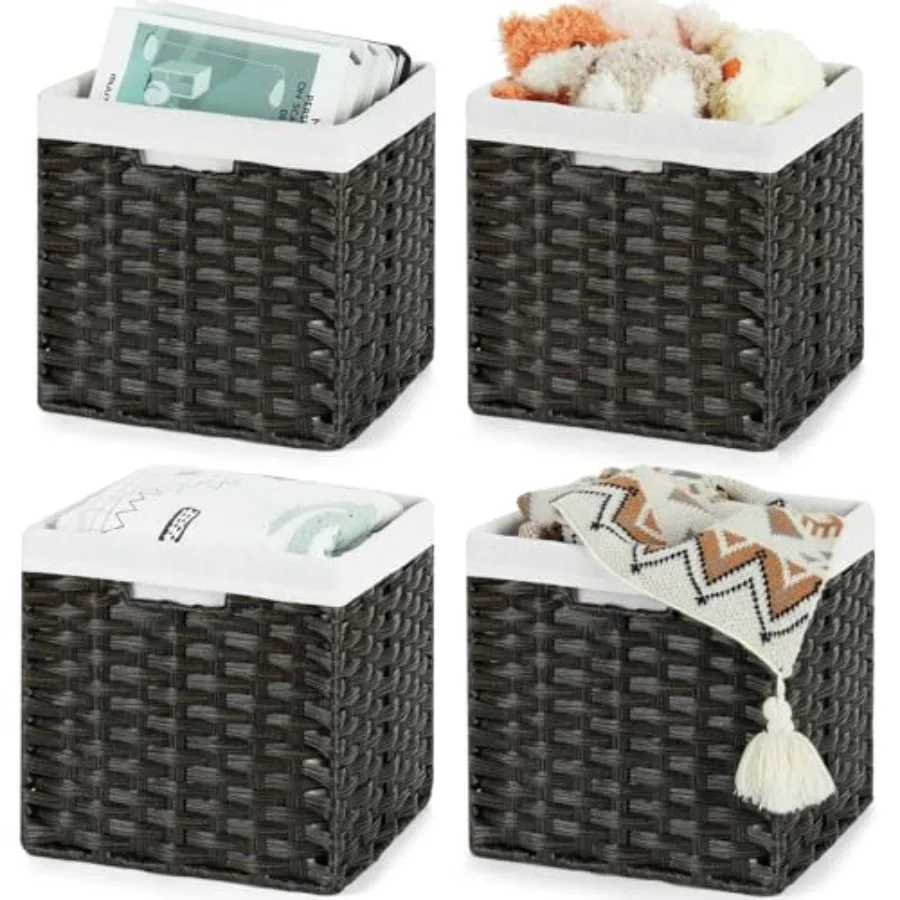 Black Wicker Cube Baskets 4 Pack Waterproof Hand-Woven Storage Baskets for Organizing Pantry Bedroom
Black Wicker Cube Baskets 4 Pack Waterproof Hand-Woven Storage Baskets for Organizing Pantry Bedroom
